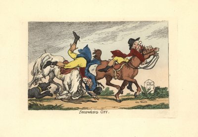 Dva muži po předvedení spadli z koní. Předvádění se. od Thomas Rowlandson
