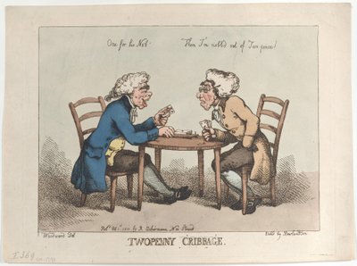 Twopenny Cribbage, [1. října 1799], znovu vydáno 1810., [1. října 1799], znovu vydáno 1810. od Thomas Rowlandson