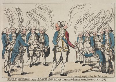 Strýc George a Black Dick při své nové hře námořního košíku od Thomas Rowlandson