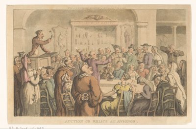 Závoj relieken te Avignon Aukce relikvií v Avignonu (název na předmětu) od Thomas Rowlandson
