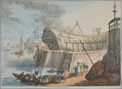 Pohled na Brunswick Dock od Thomas Rowlandson