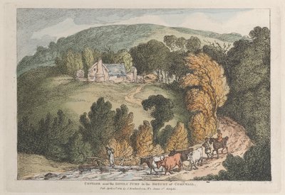 Pohled na kostel a vesnici St. Cue v Cornwallu od Thomas Rowlandson