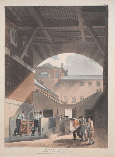 Vodní stroj, Coldbath, Fieldsova věznice od Thomas Rowlandson