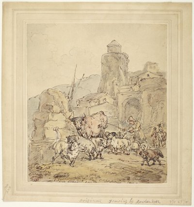 Napájení skotu od Thomas Rowlandson