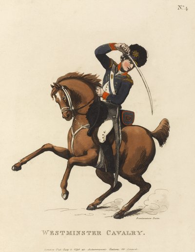 Westminster Cavalry, c.1799 (barevná akvatinta) od Thomas Rowlandson