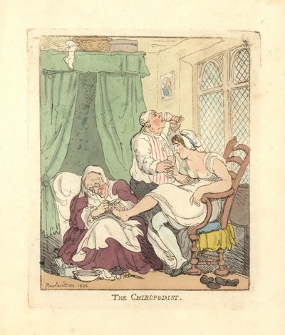 Žena s její nohy bolestivě ošetřoval pedikér. od Thomas Rowlandson