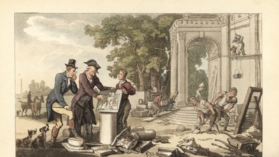 Mladý anglický gentleman staví honosný dům od Thomas Rowlandson