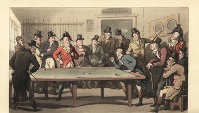 Mladí angličtí gentlemani hrají kulečník od Thomas Rowlandson