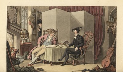 Mladý pán ve svých pokojích na univerzitě od Thomas Rowlandson