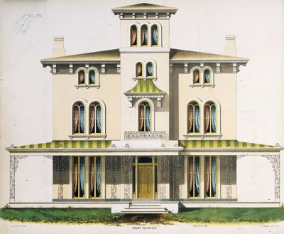 Přední pohled na vilu č. 1 z „Architectural Designs for Model Country Residences“ od Thomas S. Sinclair