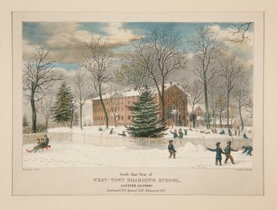 West-Town Boarding School (jihovýchodní pohled), Chester Co., Pa. od Thomas S. Sinclair