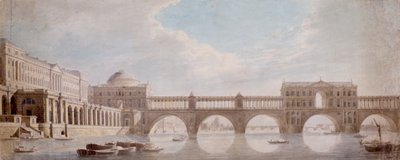 Navrhovaný návrh mostu přes řeku Temži v Somerset House od Thomas Sandby