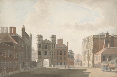 Whitehall zobrazující Holbeinovu bránu a hodovní síň od Thomas Sandby