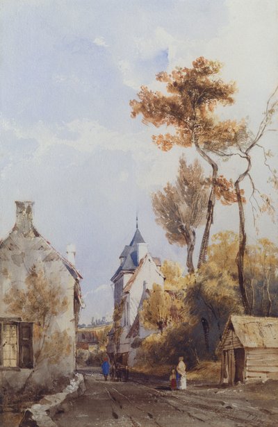 Pohled na vesnickou ulici, Waterloo od Thomas Shotter Boys