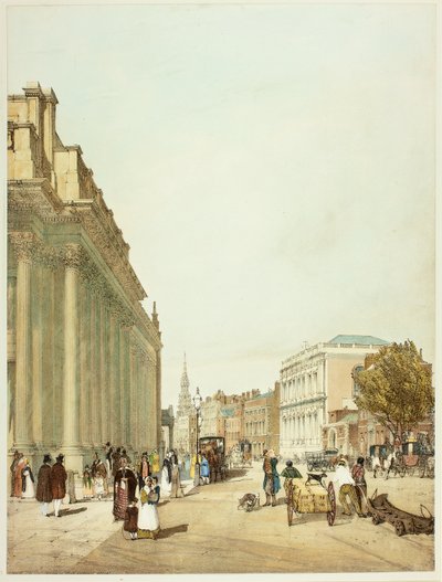 Board of Trade, Whitehall, z Downing Street, deska osm z Original Views of London as It Is od Thomas Shotter Boys