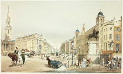 Vstup do The Strand z Charing Cross, deska dvacet z Original Views of London as It Is od Thomas Shotter Boys