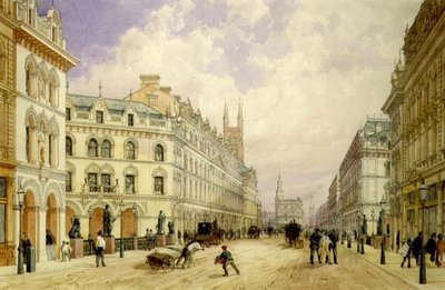 Holborn viadukt při pohledu na východ, City of London od Thomas Shotter Boys