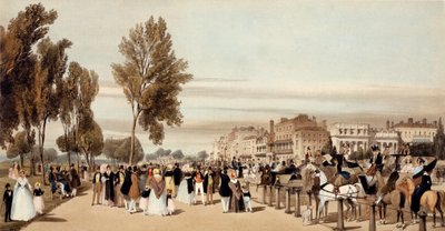 Hyde Park, směrem k Grosvenor Gate z „Londýna, jak je čerpaný z přírody“, 1842 od Thomas Shotter Boys