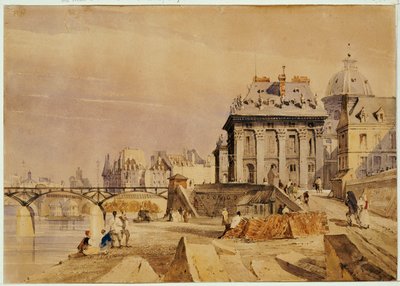 L "Institut a Pont des Arts, Paříž, 1828 od Thomas Shotter Boys