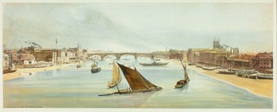 London Bridge, od Southwark Bridge, deska čtyři z Original Views of London as It Is od Thomas Shotter Boys