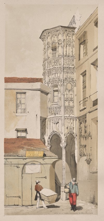 Malebná architektura v Paříži, Gent, Antverpy, Rouen: Hotel de la Tremouille, Rue des Bourbonnois, Paříž od Thomas Shotter Boys