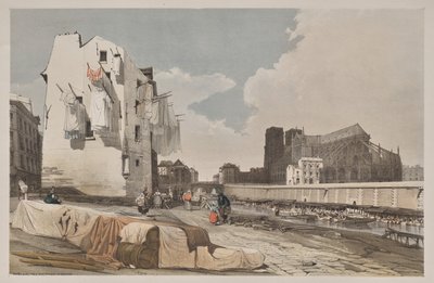 Malebná architektura v Paříži, Gent, Antverpy, Rouen: Nôtre Dame, Paříž, z Quai St. Bernard od Thomas Shotter Boys