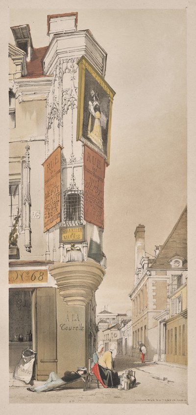 Malebná architektura v Paříži, Gent, Antverpy, Rouen: Vieille Rue du Temple, Paříž od Thomas Shotter Boys