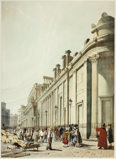 The Bank Looking Towards the Mansion House, from Original Views of London, as It Is od Thomas Shotter Boys