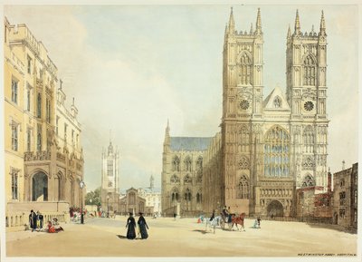 Westminster Abbey, Hospital and Company, deska sedm z Original Views of London as It Is od Thomas Shotter Boys