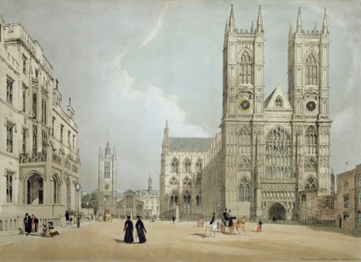 Westminsterské opatství a nemocnice, z „London As It Is“, vyryté a vydané umělcem, 1842 (viz 8674) od Thomas Shotter Boys