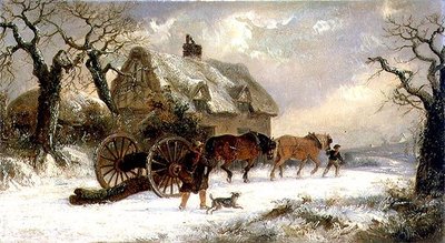 Carting Timber - Winter (olej na panelu) od Thomas Smythe