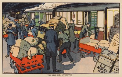 The Irish Mail at Euston (barevná litografie) od Thomas Somerfield