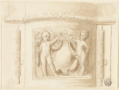 Základna pilastru s reliéfem, se 2 putti, štít od Thomas Stothard