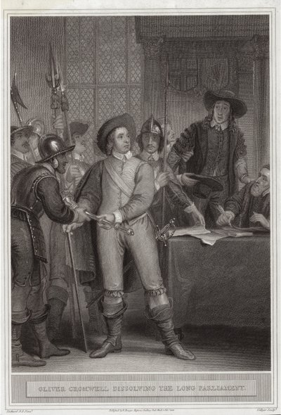 Oliver Cromwell (1599-1658) rozpuštění Dlouhého parlamentu od Thomas Stothard