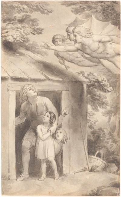 Petra a jeho děti navštívily tři létající postavy od Thomas Stothard
