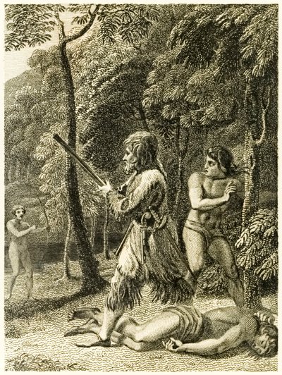 ?Robinson Crusoe poprvé vidí a zachrání svého muže v pátek? z ?Život a podivná překvapivá dobrodružství Robinsona Crusoe nebo York, Mariner? od Daniela Defoe od Thomas Stothard