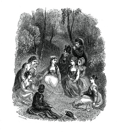 Scéna z úvodu k Dekameronu od Giovanniho Boccaccia, 1833. od Thomas Stothard