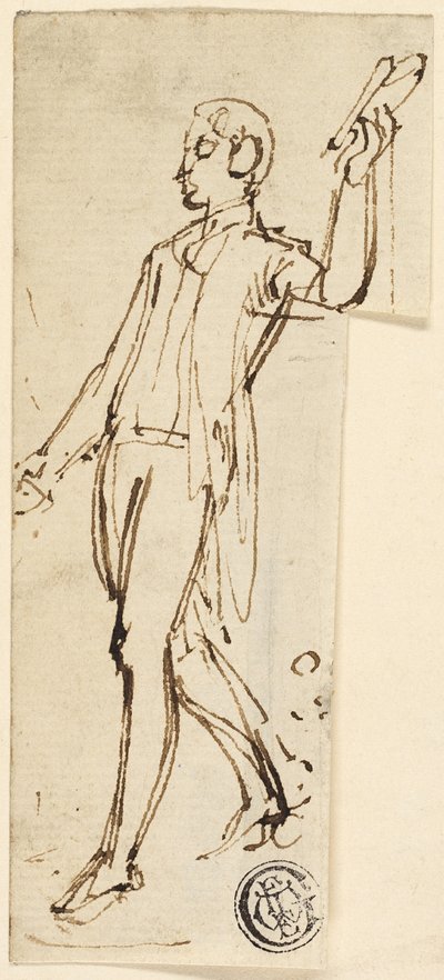 Náčrt stojícího muže se zdviženou paží od Thomas Stothard