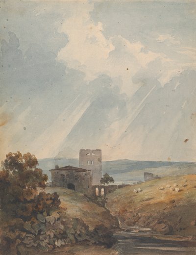 Krajina s hradem, kopci a horami od Thomas Sully