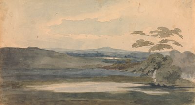 Krajina se stromy a horami, jezero v popředí od Thomas Sully