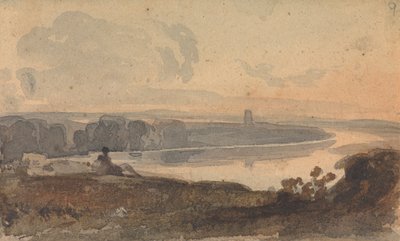 Krajina, s klikatou řekou, postava na kopci v popředí od Thomas Sully