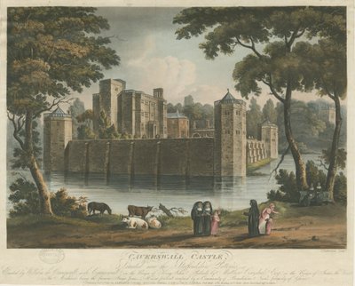 Caverswall Castle: barevná rytina akvatinty, 1. února 1817 od Thomas Sutherland