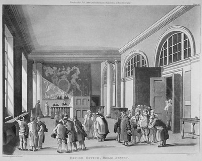 Interiér úřadu spotřební daně, Old Broad Street, City of London, 1810 od Thomas Sutherland