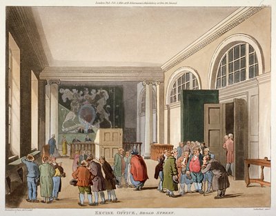 Interiér úřadu spotřební daně, Old Broad Street, City of London, 1810 od Thomas Sutherland