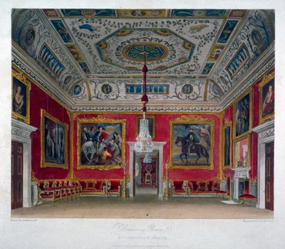 Vnitřní pohled na salon v Buckingham House, Westminster, Londýn, 1817 od Thomas Sutherland