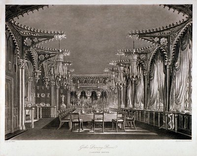 Vnitřní pohled na gotickou jídelnu v Carlton House, Westminster, Londýn, 1819 od Thomas Sutherland
