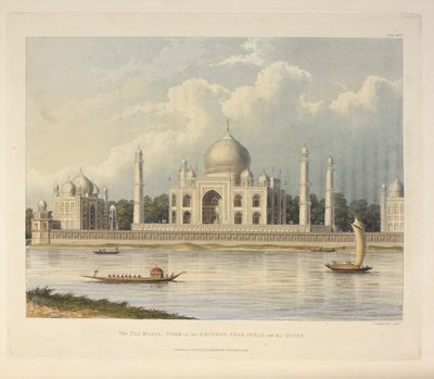 Tádž Mahal, hrobka císaře Shah Jehana, ilustrace z „Malebné cesty podél řek Ganga a Jumna v Indii“ od Thomas Sutherland