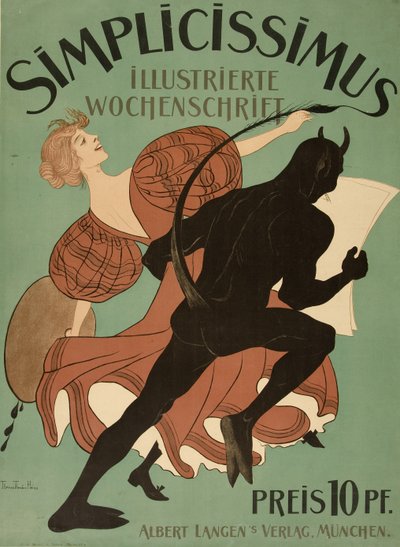 Přední obálku z „Simplicissimus ilustroval Weekly“, Pub. 1896 (Color Litho) od Thomas Theodor Heine