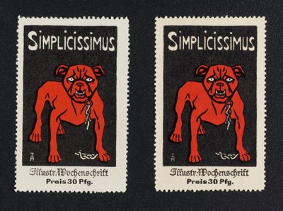 Reklamní známka „Simplicissimus 30 feniků“ od Thomas Theodor Heine