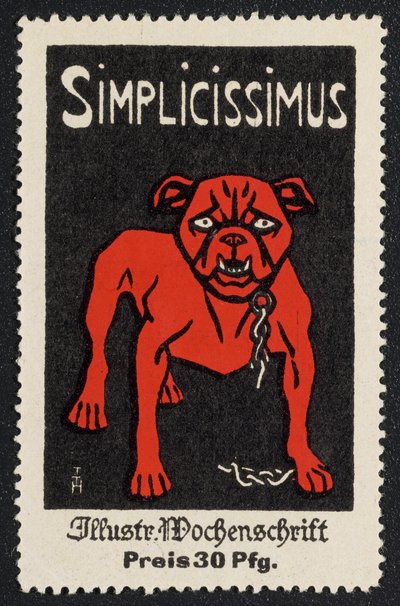 Reklamní známka „Simplicissimus 30 Pfg.“ od Thomas Theodor Heine